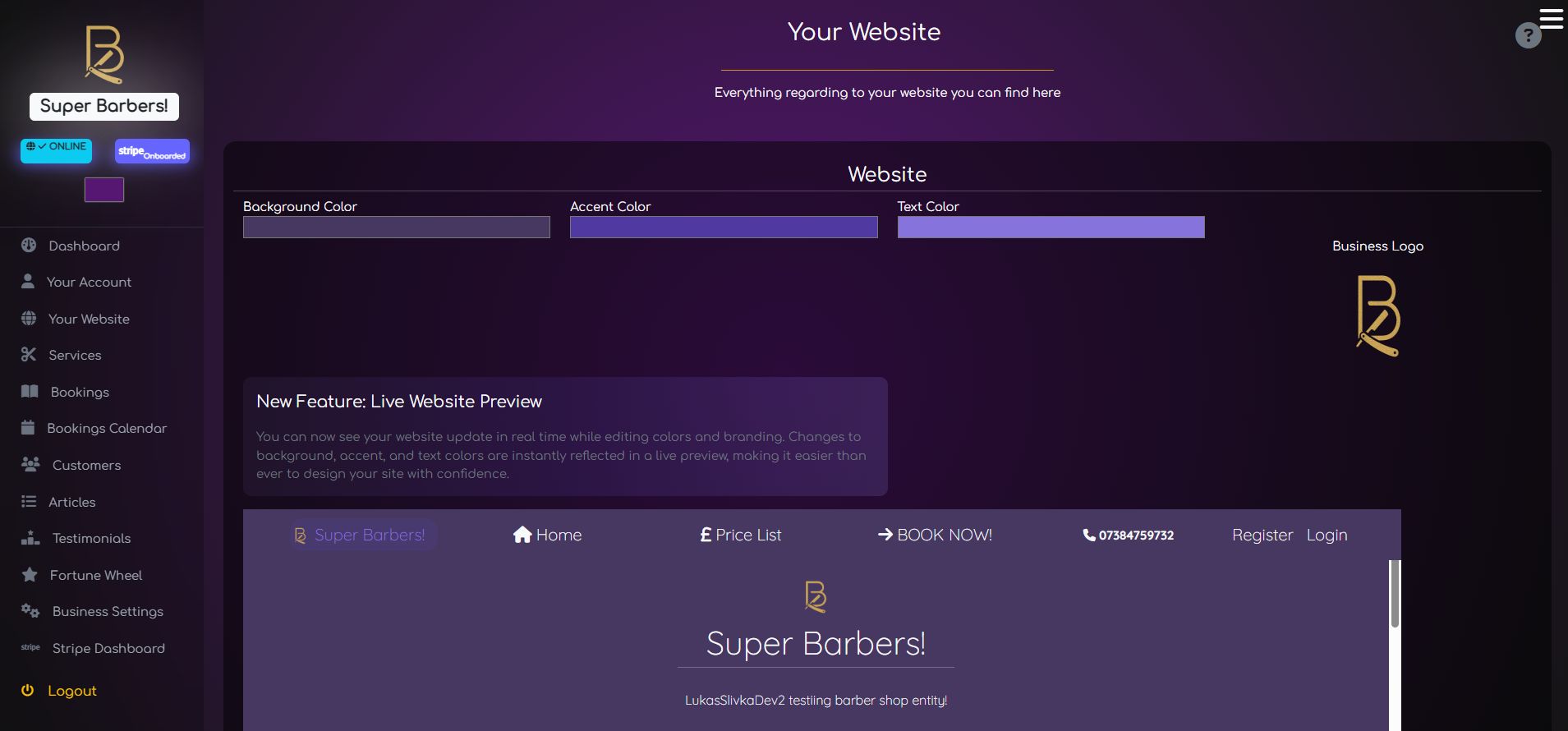 Real-Time Website Preview for Barber Shop Owners — See Changes Instantly